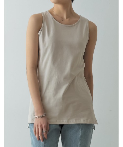 Re:EDIT（リエディ）の「ベーシックコットンタンクトップ（タンクトップ・レディース・オフホワイト/ブラック/グレイッシュベージュ・LARGE/MEDIUM）」の13枚目の写真