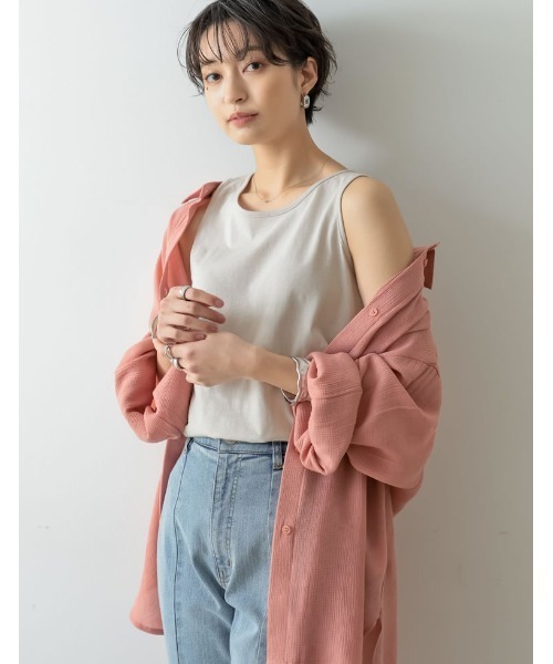 Re:EDIT（リエディ）の「ベーシックコットンタンクトップ（タンクトップ・レディース・オフホワイト/ブラック/グレイッシュベージュ・LARGE/MEDIUM）」の17枚目の写真