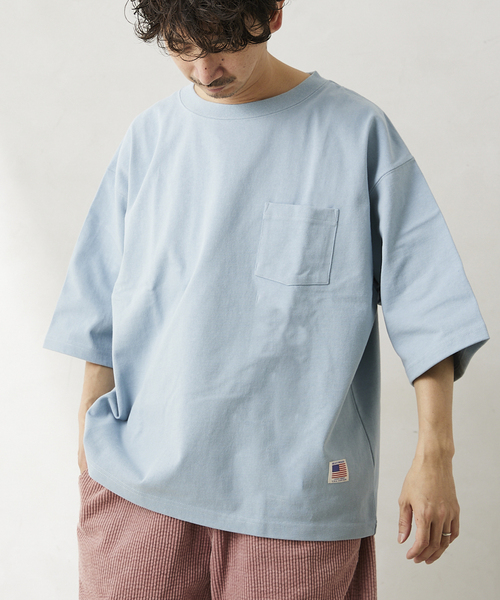 JOURNAL STANDARD relume(ジャーナルスタンダード レリューム)の「USA オーバーサイズ ヘビーオンス Tシャツ(Tシャツ/カットソー・メンズ・ホワイト/ブラック/サックスブルー/イエロー/グリーン/ライトホワイト・MEDIUM/LARGE)」の5枚目の写真