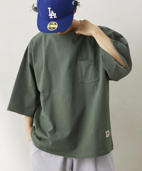 JOURNAL STANDARD relume(ジャーナルスタンダード レリューム)の「USA オーバーサイズ ヘビーオンス Tシャツ(Tシャツ/カットソー・メンズ・ホワイト/ブラック/サックスブルー/イエロー/グリーン/ライトホワイト・MEDIUM/LARGE)」の4枚目の写真