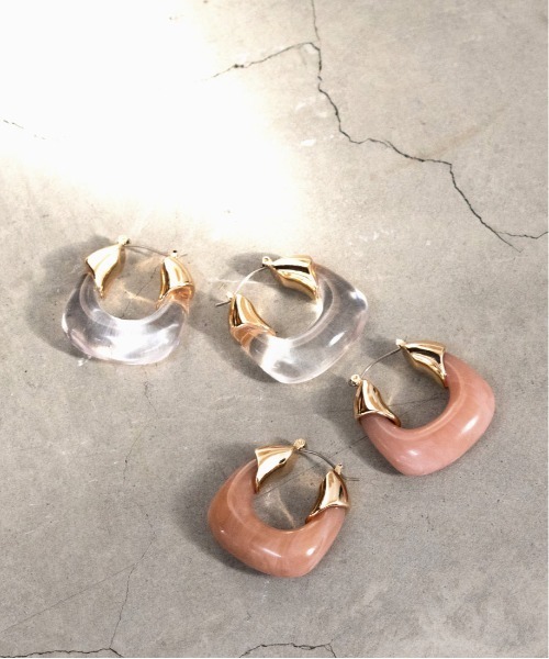 RANDA(ランダ)の「チャンキーアクリルフープピアス(ピアス(両耳用)・レディース・クリア/ピンク・FREE)」の3枚目の写真
