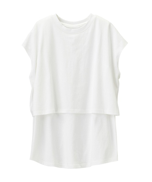 GeeRA（ジーラ）の「綿100％レイヤード風プルオーバー（Tシャツ/カットソー・レディース・オフホワイト/ライトパープル・MEDIUM/LARGE/X-LARGE）」の19枚目の写真