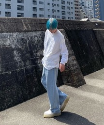 Chikashitsu + | 【Chikashitsu +/チカシツプラス】center bleach denim pants/センターブリーチデニムパンツ(デニムパンツ)