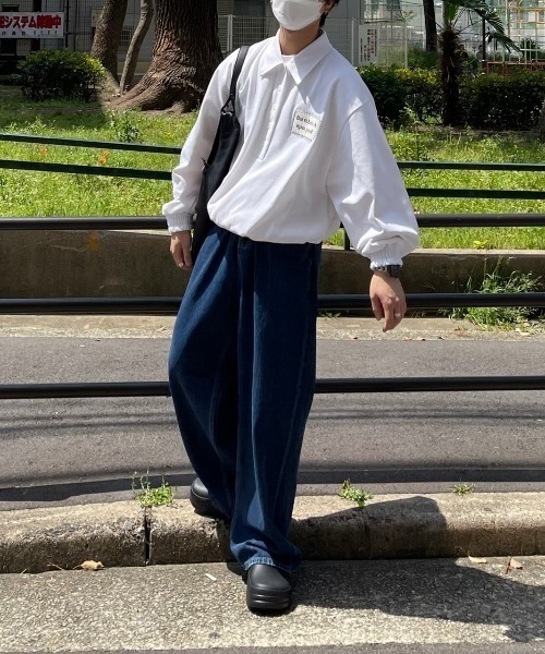 Chikashitsu +（チカシツプラス）の「【Chikashitsu +/チカシツプラス】center bleach denim pants/センターブリーチデニムパンツ（デニムパンツ・メンズ・ライトブルー/ブルー・S/M/L）」の4枚目の写真