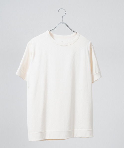 quadro(クオドロ)の「和紙×綿天竺クルーネックプルオーバー(Tシャツ/カットソー・メンズ・ライトグレー/キナリ/モカ・MEDIUM/LARGE)」の2枚目の写真