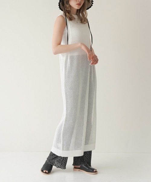 mame マメ サイドスリットフリンジニットワンピース mame（マメ）の「mame 刺繍スリーブサイドスリットワンピース