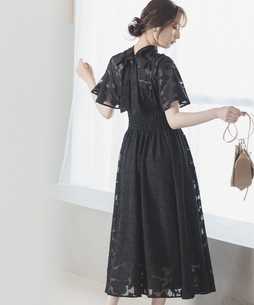 Andemiu（アンデミュウ）の「ジャガードシャーリングワンピース285892（ワンピース・レディース・ベージュ/グレー/オレンジ/ブラック/グリーン・FREE）」の3枚目の写真