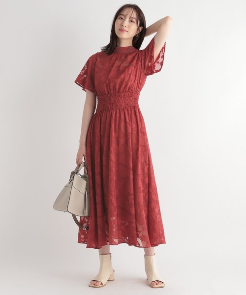 Andemiu（アンデミュウ）の「ジャガードシャーリングワンピース285892（ワンピース・レディース・ベージュ/グレー/オレンジ/ブラック/グリーン・FREE）」の11枚目の写真