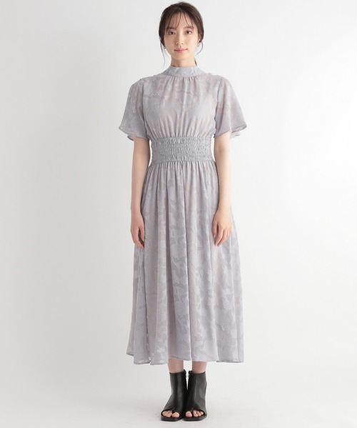 Andemiu（アンデミュウ）の「ジャガードシャーリングワンピース285892（ワンピース・レディース・ベージュ/グレー/オレンジ/ブラック/グリーン・FREE）」の7枚目の写真