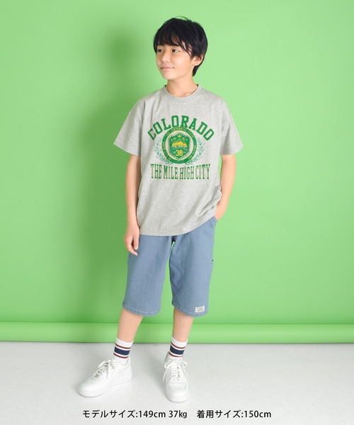 GLAZOS（グラソス）の「接触冷感デニム・ワイドハーフパンツ（デニムパンツ・キッズ・ライトブルー/ブルー・130cm/140cm/150cm/160cm/170cm）」の11枚目の写真