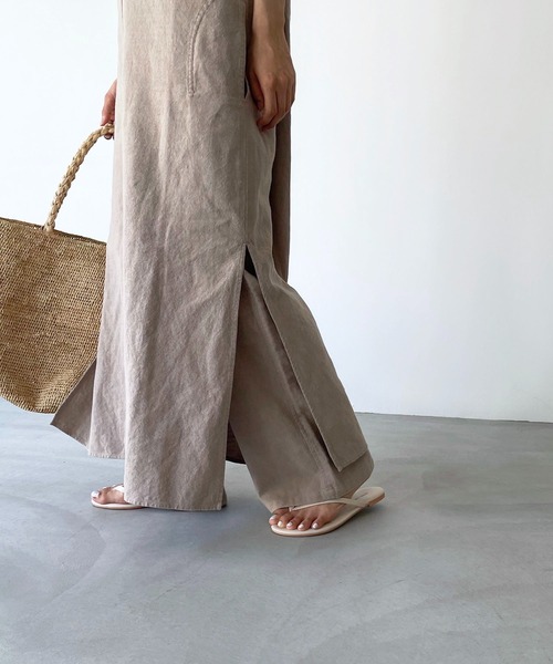 CANAL JEAN（キャナルジーン）の「RED CHOP WORKS(レッドチョップワークス) コットンリネンドローストリングパンツ（その他パンツ・レディース・グレー/ホワイト・38/36）」の6枚目の写真