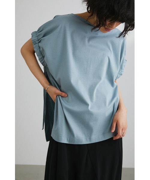 STYLEMIXER(スタイルミキサー)の「アームギャザーT(Tシャツ/カットソー・レディース・ブラック/サックスブルー/ホワイト・FREE)」の3枚目の写真