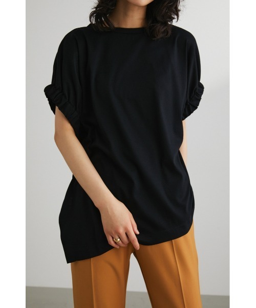 STYLEMIXER(スタイルミキサー)の「アームギャザーT(Tシャツ/カットソー・レディース・ブラック/サックスブルー/ホワイト・FREE)」の1枚目の写真