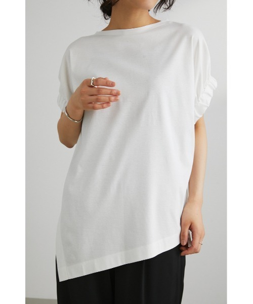 STYLEMIXER(スタイルミキサー)の「アームギャザーT(Tシャツ/カットソー・レディース・ブラック/サックスブルー/ホワイト・FREE)」の5枚目の写真