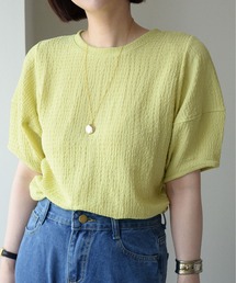 ibeul_ | ワッフル半袖パフスリーブトップス(Tシャツ/カットソー)