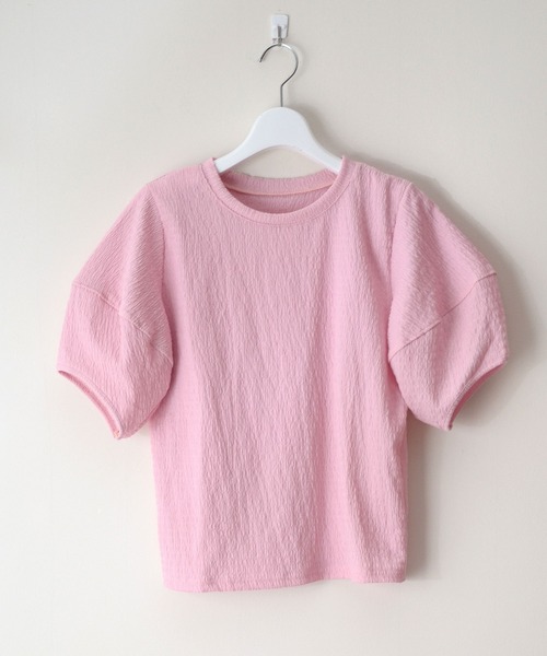 ibeul_（イベール）の「ワッフル半袖パフスリーブトップス（Tシャツ/カットソー・レディース・オリーブ/ピンク/ブルー/アイボリー・FREE）」の9枚目の写真