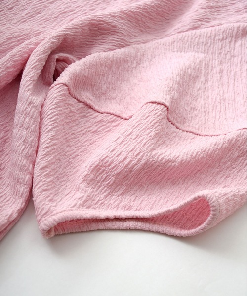 ibeul_（イベール）の「ワッフル半袖パフスリーブトップス（Tシャツ/カットソー・レディース・オリーブ/ピンク/ブルー/アイボリー・FREE）」の7枚目の写真