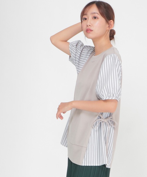 ikka(イッカ)の「半袖カット切り替えプルオーバー(Tシャツ/カットソー・レディース・ブラック/ネイビー/グレー/ブルー/グリーン・S/M/L)」の2枚目の写真