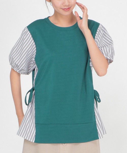 ikka(イッカ)の「半袖カット切り替えプルオーバー(Tシャツ/カットソー・レディース・ブラック/ネイビー/グレー/ブルー/グリーン・S/M/L)」の3枚目の写真