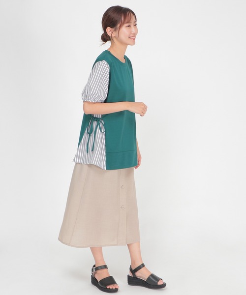 ikka(イッカ)の「半袖カット切り替えプルオーバー(Tシャツ/カットソー・レディース・ブラック/ネイビー/グレー/ブルー/グリーン・S/M/L)」の11枚目の写真