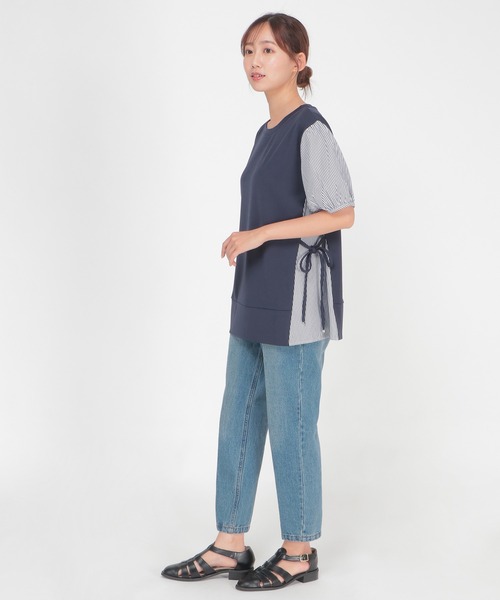 ikka(イッカ)の「半袖カット切り替えプルオーバー(Tシャツ/カットソー・レディース・ブラック/ネイビー/グレー/ブルー/グリーン・S/M/L)」の18枚目の写真