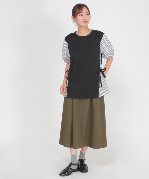 ikka(イッカ)の「半袖カット切り替えプルオーバー(Tシャツ/カットソー・レディース・ブラック/ネイビー/グレー/ブルー/グリーン・S/M/L)」の17枚目の写真