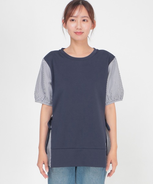 ikka(イッカ)の「半袖カット切り替えプルオーバー(Tシャツ/カットソー・レディース・ブラック/ネイビー/グレー/ブルー/グリーン・S/M/L)」の15枚目の写真