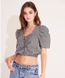 ALEXIA STAM | Gingham Puff Sleeve Top /ギンガムパフスリーブトップ(シャツ/ブラウス)