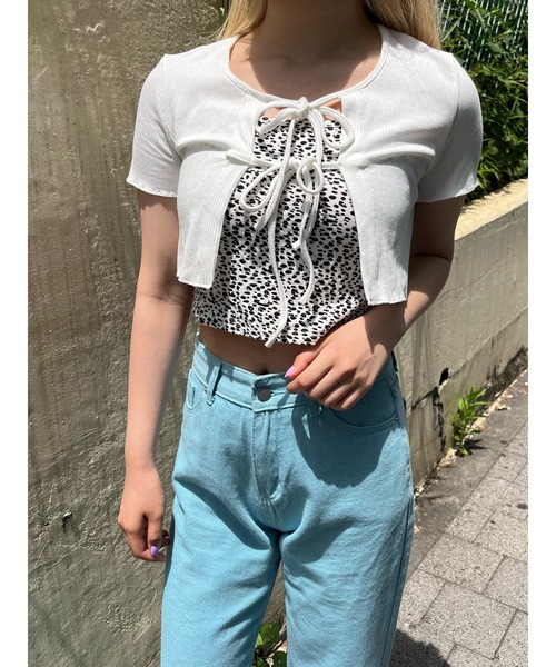 WC(ダブル シー)の「リボンカーデセットトップス(Tシャツ/カットソー・レディース・ブラック/ホワイト・FREE)」の8枚目の写真