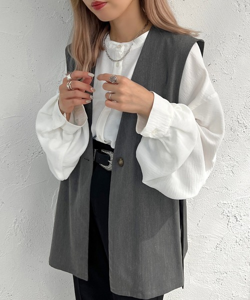 apres jour mignon（アプレジュールミニョン）の「セットインサイドベルトジレ【ZOZOTOWN限定アイテム】（ベスト・レディース・アイボリー/ブラック/ブルー/杢グレー・フリー/X-LARGE）」の4枚目の写真