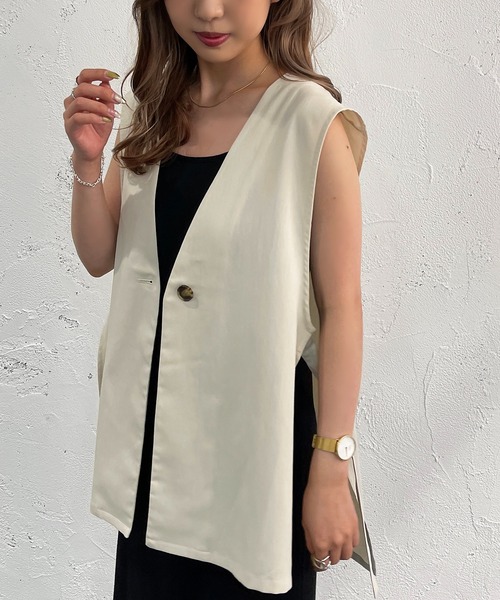 apres jour mignon（アプレジュールミニョン）の「セットインサイドベルトジレ【ZOZOTOWN限定アイテム】（ベスト・レディース・アイボリー/ブラック/ブルー/杢グレー・フリー/X-LARGE）」の2枚目の写真