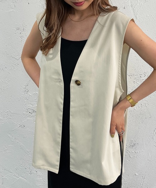 apres jour mignon（アプレジュールミニョン）の「セットインサイドベルトジレ【ZOZOTOWN限定アイテム】（ベスト・レディース・アイボリー/ブラック/ブルー/杢グレー・フリー/X-LARGE）」の6枚目の写真