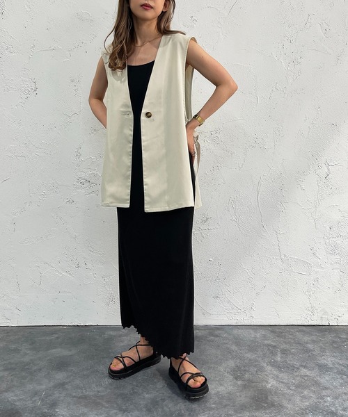 apres jour mignon（アプレジュールミニョン）の「セットインサイドベルトジレ【ZOZOTOWN限定アイテム】（ベスト・レディース・アイボリー/ブラック/ブルー/杢グレー・フリー/X-LARGE）」の10枚目の写真