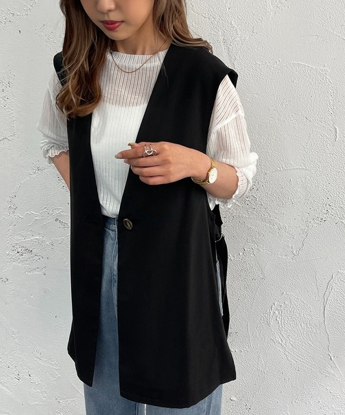 apres jour mignon（アプレジュールミニョン）の「セットインサイドベルトジレ【ZOZOTOWN限定アイテム】（ベスト・レディース・アイボリー/ブラック/ブルー/杢グレー・フリー/X-LARGE）」の12枚目の写真