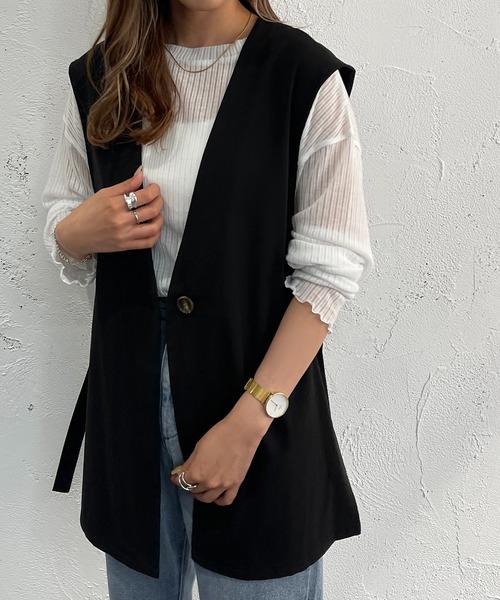 apres jour mignon（アプレジュールミニョン）の「セットインサイドベルトジレ【ZOZOTOWN限定アイテム】（ベスト・レディース・アイボリー/ブラック/ブルー/杢グレー・フリー/X-LARGE）」の13枚目の写真