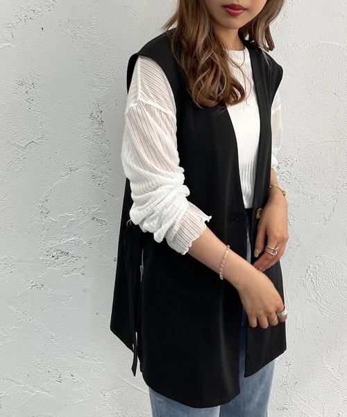 apres jour mignon（アプレジュールミニョン）の「セットインサイドベルトジレ【ZOZOTOWN限定アイテム】（ベスト・レディース・アイボリー/ブラック/ブルー/杢グレー・フリー/X-LARGE）」の14枚目の写真