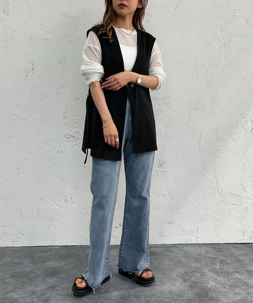 apres jour mignon（アプレジュールミニョン）の「セットインサイドベルトジレ【ZOZOTOWN限定アイテム】（ベスト・レディース・アイボリー/ブラック/ブルー/杢グレー・フリー/X-LARGE）」の16枚目の写真