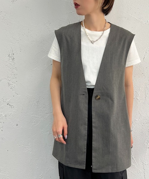 apres jour mignon（アプレジュールミニョン）の「セットインサイドベルトジレ【ZOZOTOWN限定アイテム】（ベスト・レディース・アイボリー/ブラック/ブルー/杢グレー・フリー/X-LARGE）」の19枚目の写真