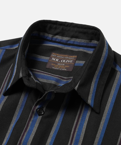 MR.OLIVE(ミスターオリーブ)の「T/R クラシックストライプ / リラックスシャツ(シャツ/ブラウス・メンズ・ブラック/ネイビー・SMALL/MEDIUM/LARGE)」の5枚目の写真