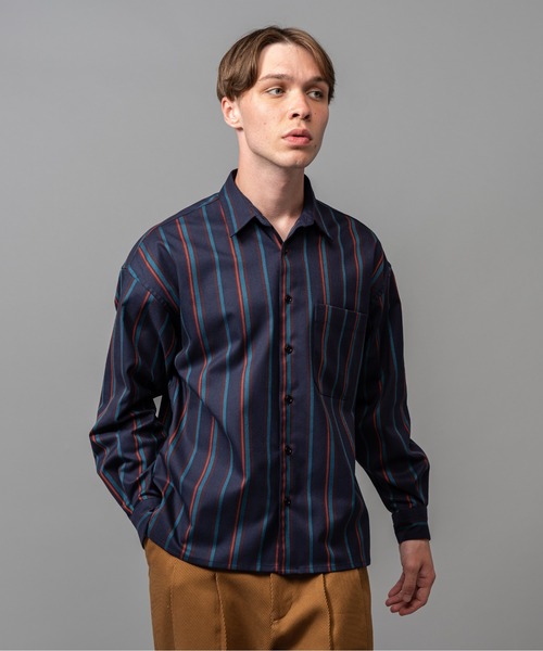 MR.OLIVE(ミスターオリーブ)の「T/R クラシックストライプ / リラックスシャツ(シャツ/ブラウス・メンズ・ブラック/ネイビー・SMALL/MEDIUM/LARGE)」の10枚目の写真