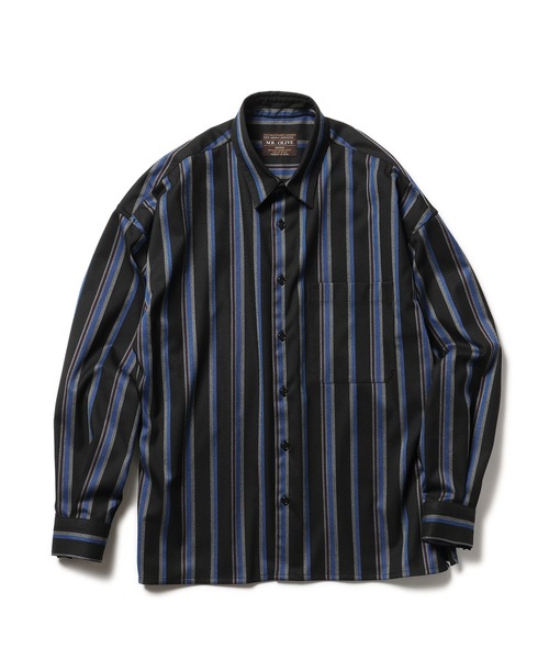 MR.OLIVE(ミスターオリーブ)の「T/R クラシックストライプ / リラックスシャツ(シャツ/ブラウス・メンズ・ブラック/ネイビー・SMALL/MEDIUM/LARGE)」の6枚目の写真