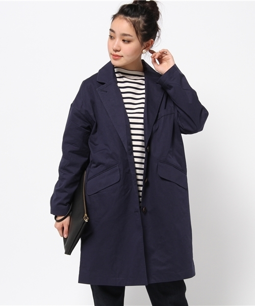 ikka（イッカ）の「裏配色チェスターコート（チェスターコート・レディース・オフホワイト/ネイビー/ベージュ・MEDIUM/LARGE）」の3枚目の写真