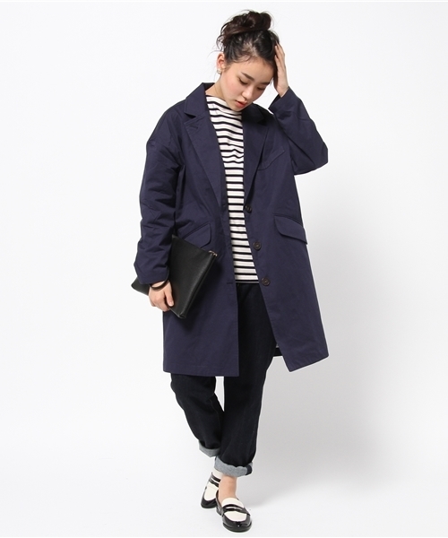 ikka（イッカ）の「裏配色チェスターコート（チェスターコート・レディース・オフホワイト/ネイビー/ベージュ・MEDIUM/LARGE）」の7枚目の写真