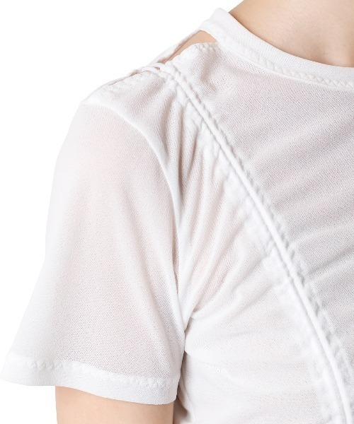 セール】ショルダーカットアウトドローストTee / Shoulder Cut