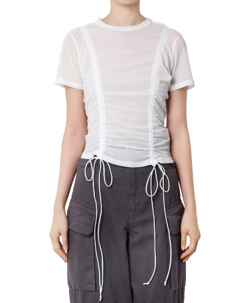 ショルダーカットアウトドロストTee ルシェルブルー お値下げしました】ショルダーカットアウトドロストTee ルシェル