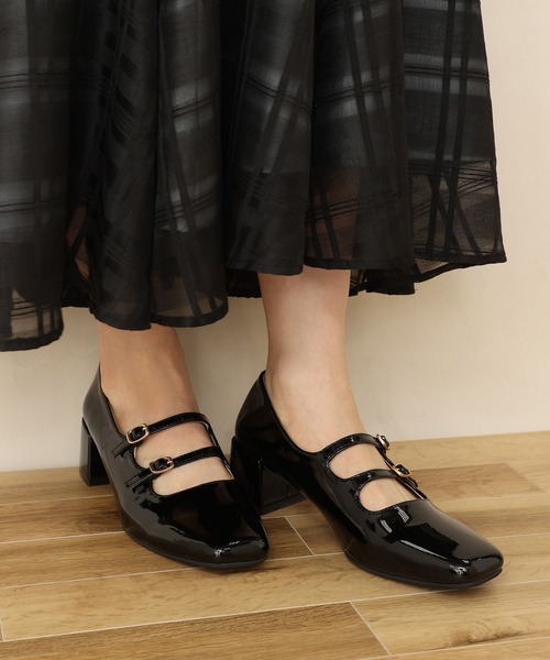 one after another NICE CLAUP(ワンアフターアナザーナイスクラップ)の「ダブルストラップヒールシューズ(パンプス・レディース・ブラック・MEDIUM/LARGE/SMALL)」の9枚目の写真