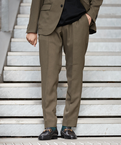 EDIFICE SELECT（エディフィスセレクト）の「オールシーズン ウール ライク スリム テーパード パンツ "セットアップ着用可"（スラックス・メンズ・チャコールグレー/ベージュ/ネイビー/ブラウン/カーキ・SMALL/MEDIUM/LARGE/X-LARGE）」の4枚目の写真