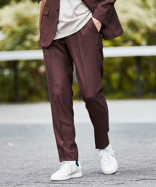 EDIFICE SELECT（エディフィスセレクト）の「オールシーズン ウール ライク スリム テーパード パンツ "セットアップ着用可"（スラックス・メンズ・チャコールグレー/ベージュ/ネイビー/ブラウン/カーキ・SMALL/MEDIUM/LARGE/X-LARGE）」の13枚目の写真