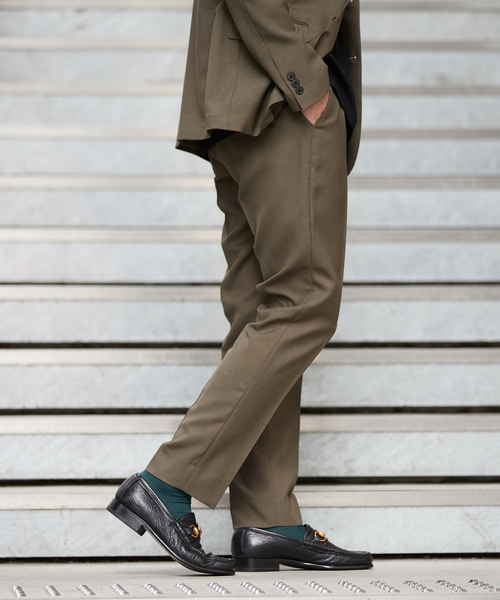 EDIFICE SELECT（エディフィスセレクト）の「オールシーズン ウール ライク スリム テーパード パンツ "セットアップ着用可"（スラックス・メンズ・チャコールグレー/ベージュ/ネイビー/ブラウン/カーキ・SMALL/MEDIUM/LARGE/X-LARGE）」の18枚目の写真