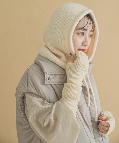 ITEMS URBANRESEARCH(アイテムズ アーバンリサーチ)の「リブニットバラクラバ(ニットキャップ/ビーニー・レディース・アイボリー/ブラック/レッド・-)」の7枚目の写真